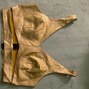Faux leather stretch gold top bralette